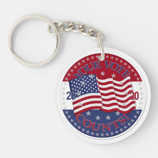 2020 Uw Stem Telt Amerikaanse Vlag Sleutelhanger (Voorkant)