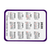 2020 Vakantiekalender door Janz Paarse Magneet (Horizontaal)