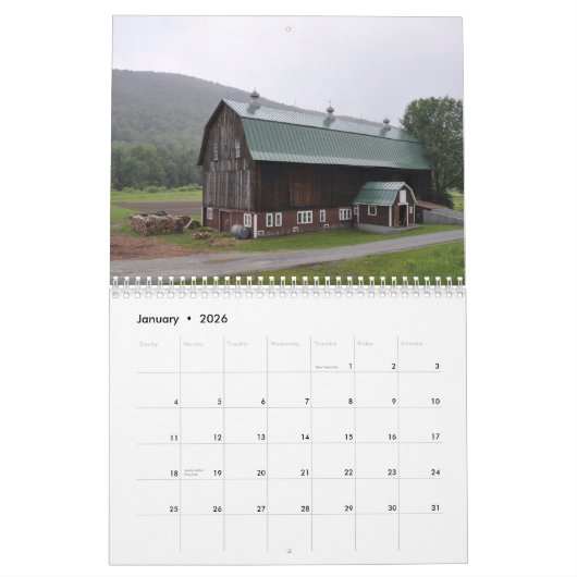 2020 Vermont Barns - Agenda Kalender (Jan 2026)