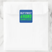 2020-virus, maar eerste handanitizer vierkante sticker (Tas)