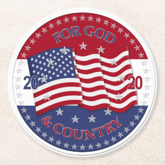2020 Voor God en Land Amerikaanse Vlag Ronde Kartonnen Onderzetter