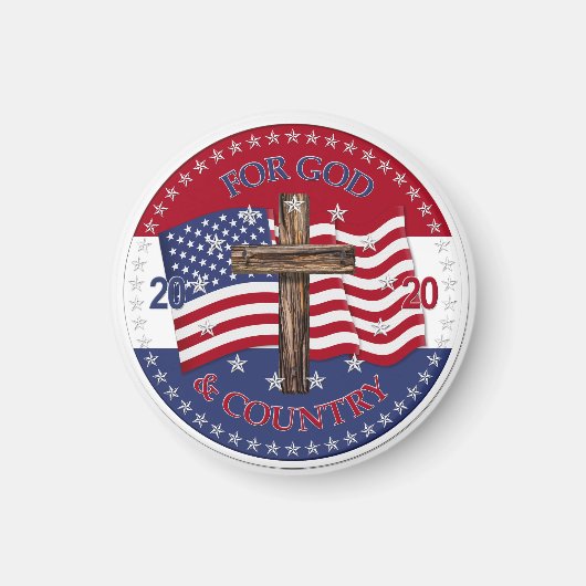 2020 voor God en Land Cross en American Flag Magneet (Voorkant)