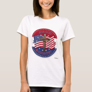 2020 Voor God en Land Kruis En Amerikaanse Vlag T-shirt