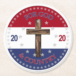 2020 Voor God en Landkruis Ronde Kartonnen Onderzetter