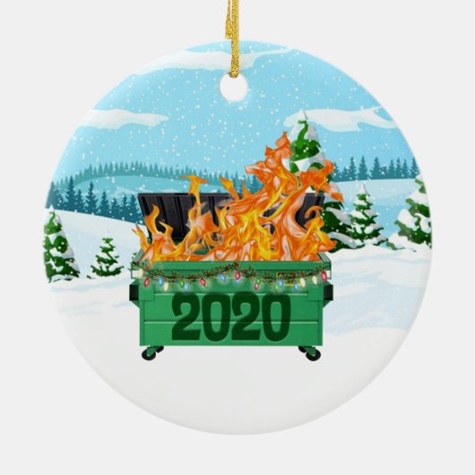 2020 vuilcontainer kerst keramische kerstbal keramisch ornament (Achterkant)