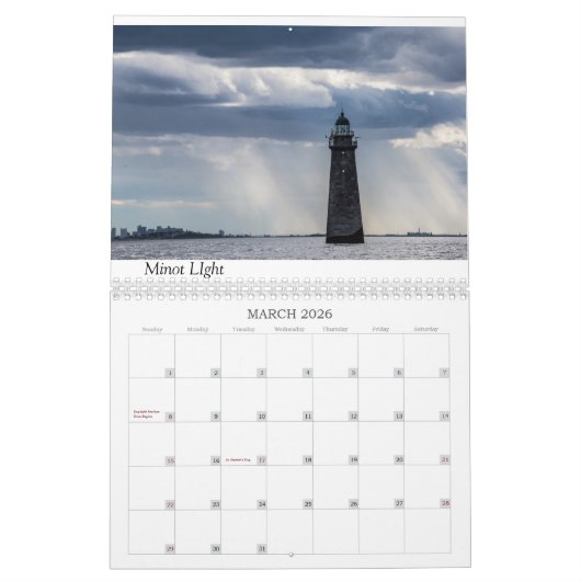 2020 Vuurtoren van New England Maandelijkse Agenda Kalender (Mar 2026)