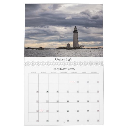 2020 Vuurtoren van New England Maandelijkse Agenda Kalender (Jan 2026)