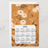2020 Wall Flower Sinaasappel Kalender van Janz Briefpapier (Voorkant / Achterkant)