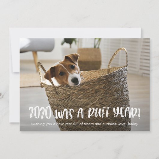 2020 was een Ruff Year Blue van de Dog Photo Feestdagenkaart (Voorkant)