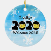 2020 was Elved Up, Funny Elf in Facemask Keramisch Ornament (Achterkant)