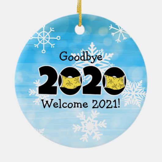 2020 was Elved Up, Funny Elf in Facemask Keramisch Ornament (Achterkant)