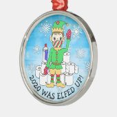 2020 was Elved Up, Funny Elf in Facemask Metalen Ornament (Links)