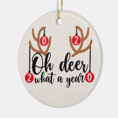 2020 wat een jaar grappige kerstrenrendierster keramisch ornament (Links)