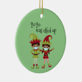 2020 werd opgefokt met covid Face masker Etnische  Keramisch Ornament (Rechts)