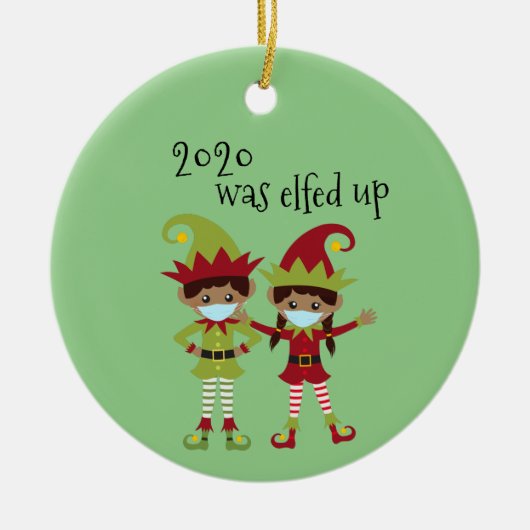 2020 werd opgefokt met covid Face masker Etnische  Keramisch Ornament (Voorkant)