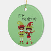 2020 werd opgefokt met covid Face masker Etnische  Keramisch Ornament (Links)