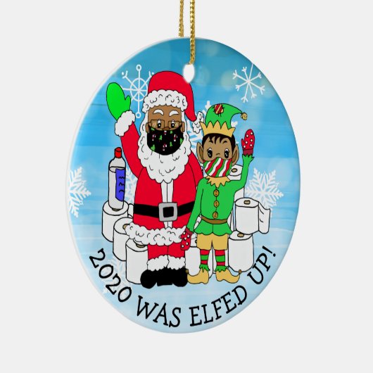 2020 werd opgevoed, grappige etnisch Elf in Facema Keramisch Ornament (Rechts)