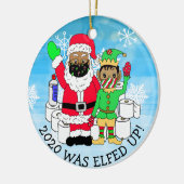 2020 werd opgevoed, grappige etnisch Elf in Facema Keramisch Ornament (Links)