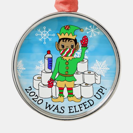 2020 werd opgevoed, grappige etnisch Elf in Facema Metalen Ornament (Voorkant)