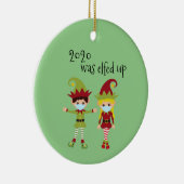 2020 werd opgevoed met Funny Covid Face mask Elf B Keramisch Ornament (Rechts)
