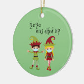 2020 werd opgevoed met Funny Covid Face mask Elf B Keramisch Ornament (Links)