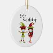 2020 werd opgevoed met Funny Covid Face mask Elf Keramisch Ornament (Rechts)