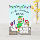 2020 werd opgevoed, vrolijk kerstfeest Elf Kaart (Gele Bloem)