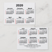 2020 White 52 Week Agenda, door Janz Visitekaartje (Voorkant / Achterkant)