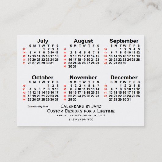 2020 White 52 Week Agenda, door Janz Visitekaartje (Achterkant)