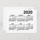 2020 Witte 6 Maand Mini Kalender van Janz Briefkaart (Voorkant / Achterkant)