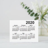 2020 Witte 6 Maanden Mini Kalender van Janz Briefkaart (Staand voorkant)