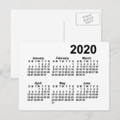 2020 Witte 6 Maanden Mini Kalender van Janz Briefkaart (Voorkant / Achterkant)