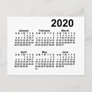 2020 Witte 6 Maanden Mini Kalender van Janz Briefkaart