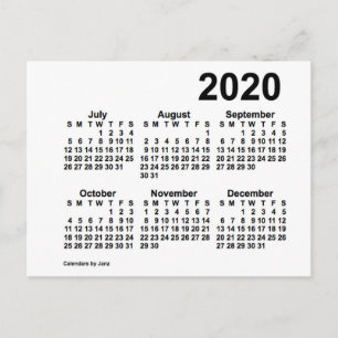 2020 Witte 6 Maanden Mini Kalender van Janz Briefkaart