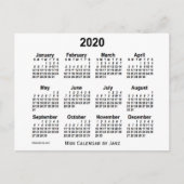 2020 Witte Mini Kalender van Janz Briefkaart (Voorkant)