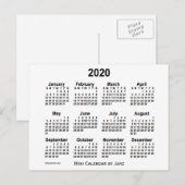 2020 Witte Minicalender van Janz Briefkaart (Voorkant / Achterkant)