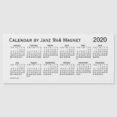 2020 Witte Rookkalender door Janz 9x4 Magnet (Voorkant)