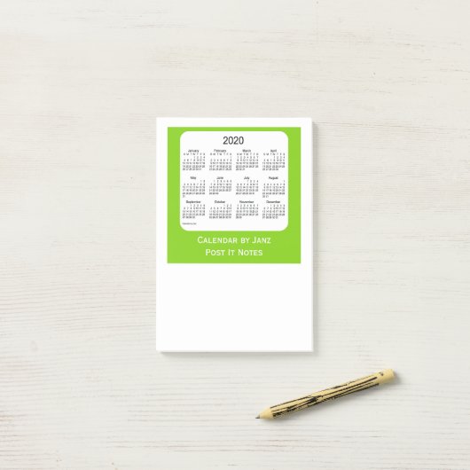 2020 Yellow Green Post It Note Calendars by Janz (Op bureau)