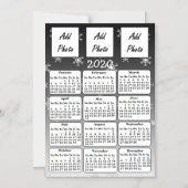 2020 Zwart-wit Sneeuwvlokken Fotokalender Magnetische Uitnodiging (Voorkant)