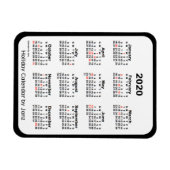 2020 Zwarte Vakantie Kalender door Janz Magnet Magneet (Horizontaal)