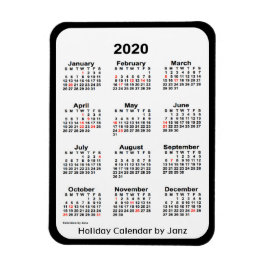 2020 Zwarte Vakantie Kalender door Janz Magnet Magneet