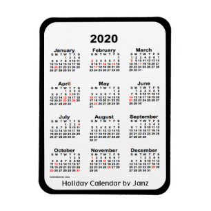 2020 Zwarte Vakantie Kalender door Janz Magnet Magneet