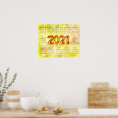 2021 12 Maand Kalender op Abstract Poster (Keuken)