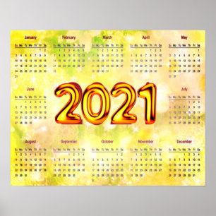 2021 12-maandenkalender voor Abstract Poster