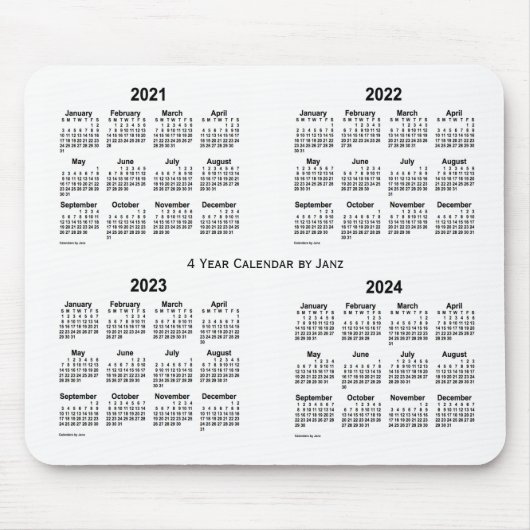 2021-2024 Witte kalender van 4 jaar door Janz Muismat (Voorkant)
