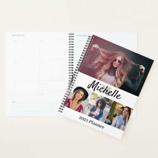 2021 Aangepast fotocollage, naam en monogram Glam Planner (Display)