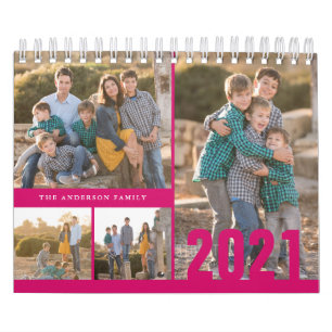 2021 Aangepast fotokalender Creëer Uw eigen roze Kalender
