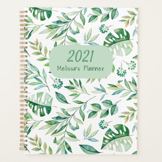 2021 Aangepaste botanische patroontriest Planner (Voorkant)