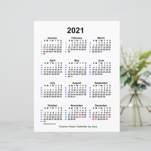 2021 Aangepaste feestdag 52 weken agenda van Janz (Staand voorkant)