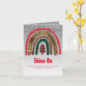 2021 Aangepaste Kerst Regenboog Gouden Glitters Gl Kaart (Gele Bloem)